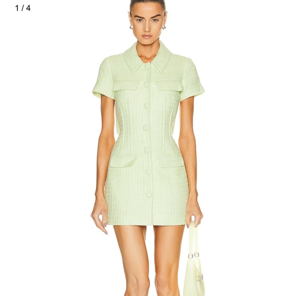 Self-Portrait Lime Boucle Mini Dress - Picture 5 of 8
